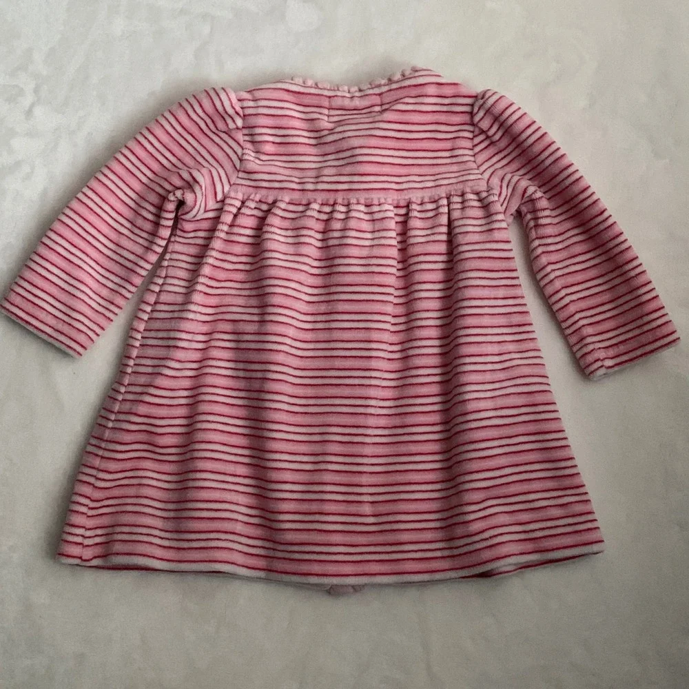 Ralph Lauren Baby Girl Pink Stripe Velour Button Front Dress 3 Months Valentine